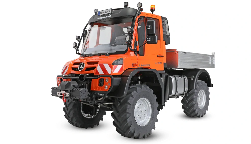 Mercedes-Benz U319 Unimog nosič nářadí 4WD 1:14 RTR oranžový