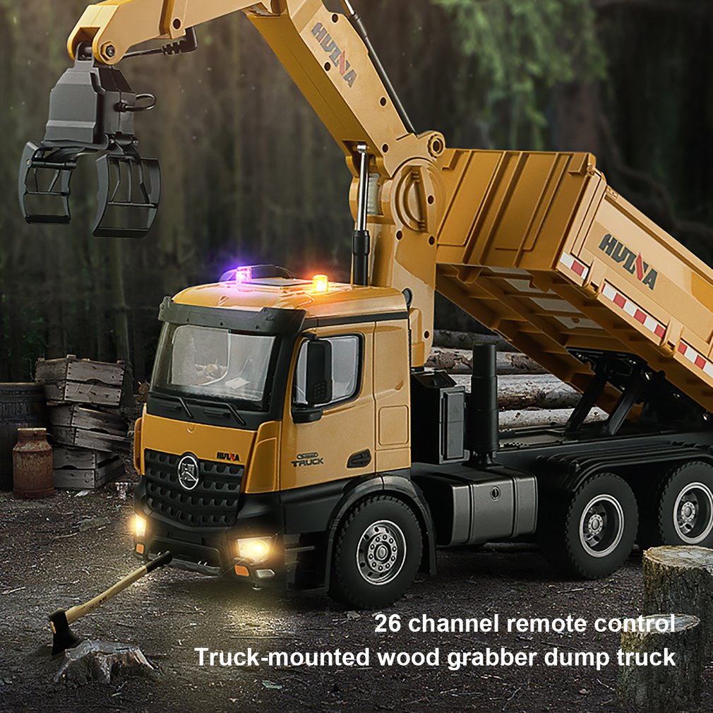 Rc sklápěč s jeřábem sklápěč 1:14 nákladní automobil 26 kanálový Huina 1575