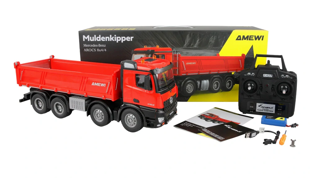 Mercedes-Benz Arocs sklápěč 8x4/4 4WD 1:18 RTR červený