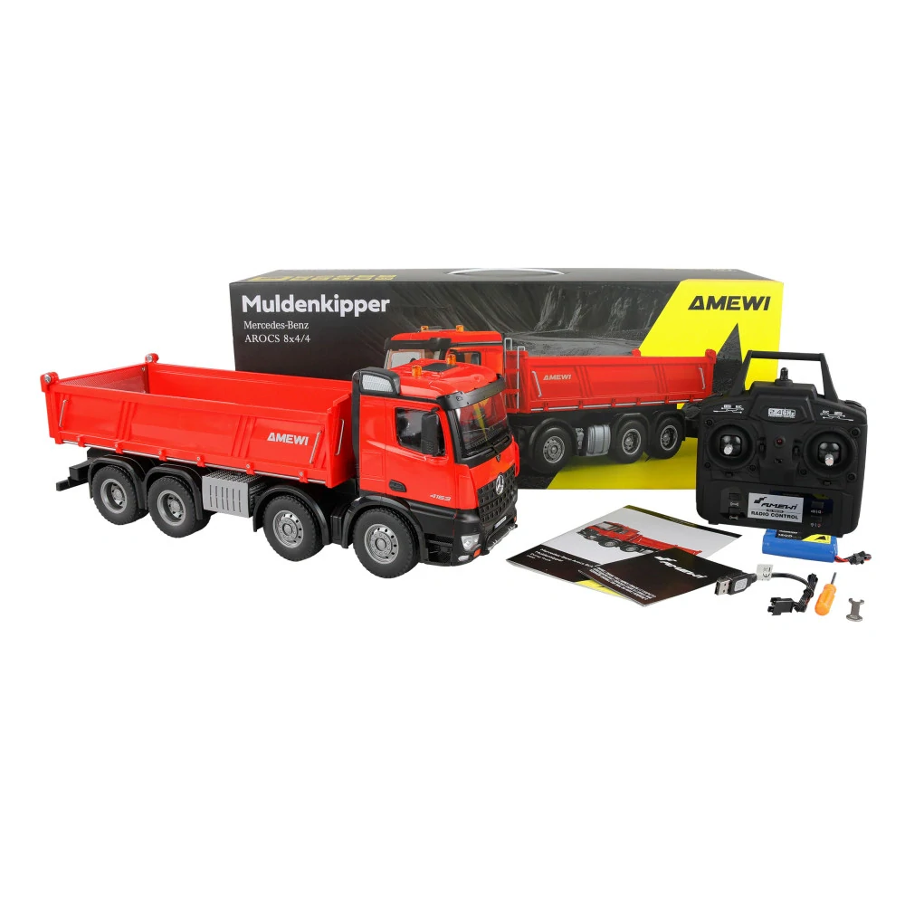 RC sklápěč Mercedes-Benz Arocs 8x4/4 4WD 1:18 RTR červený