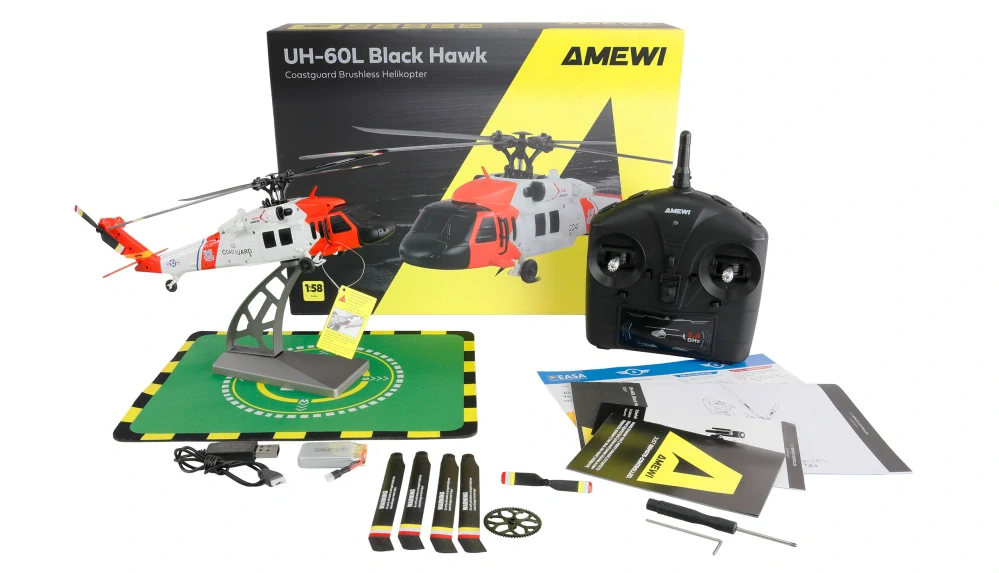 Bezkartáčový vrtulník pobřežní stráže UH-60L Black Hawk, 4kanálový, 6G RTF