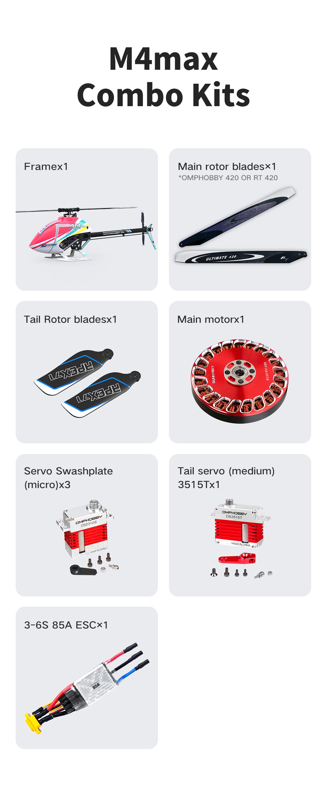M4 MAX (combo kit) stavebnice s motorem, servy, ESC - růžová