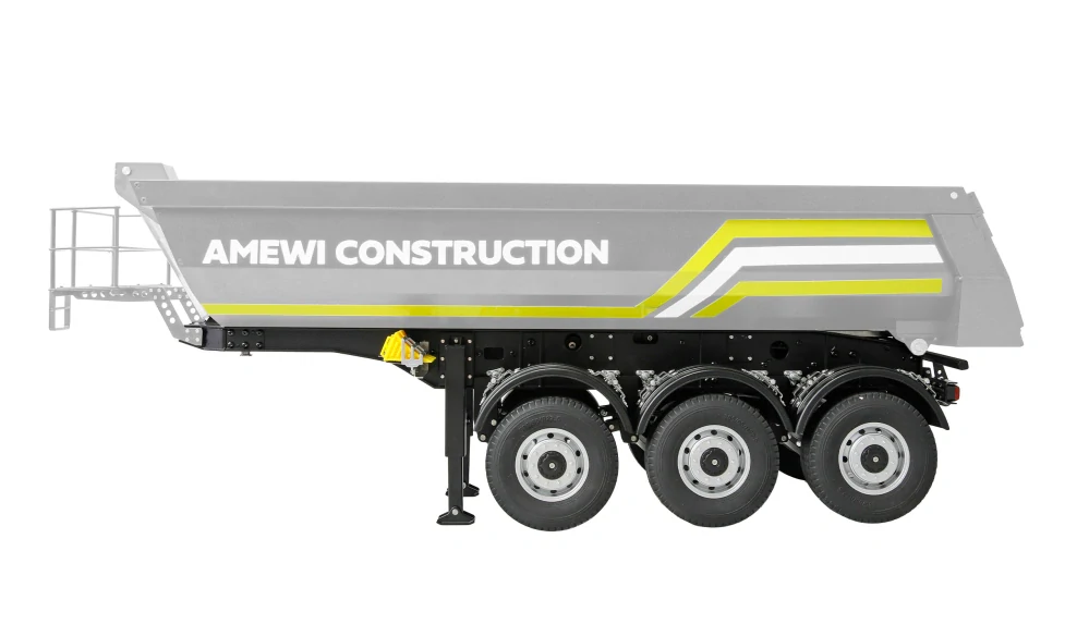 Třínápravový kovový sklápěcí přívěs, měřítko 1:14, stříbrná barva