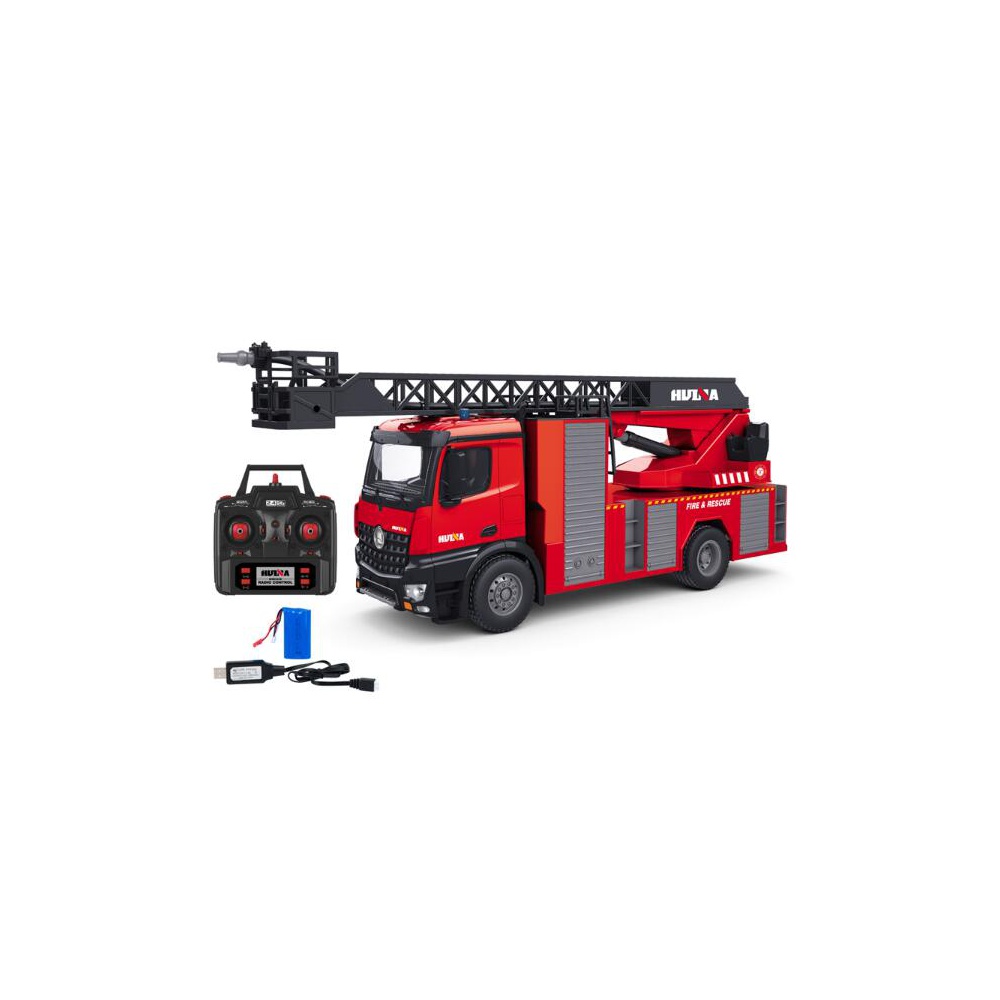 HASIČI 1:14 s žebříkem a stříkačkou, proporcionální,LED, zvuky,RTR