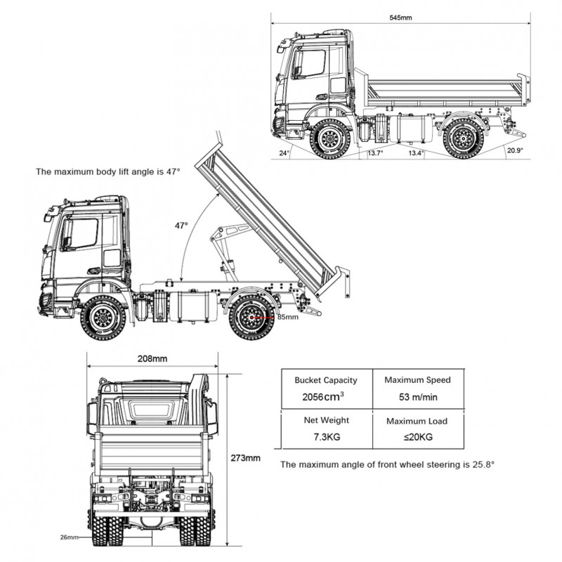 Kabolite K3364 hydraulický 1:14 nákladní sklápěč RTR