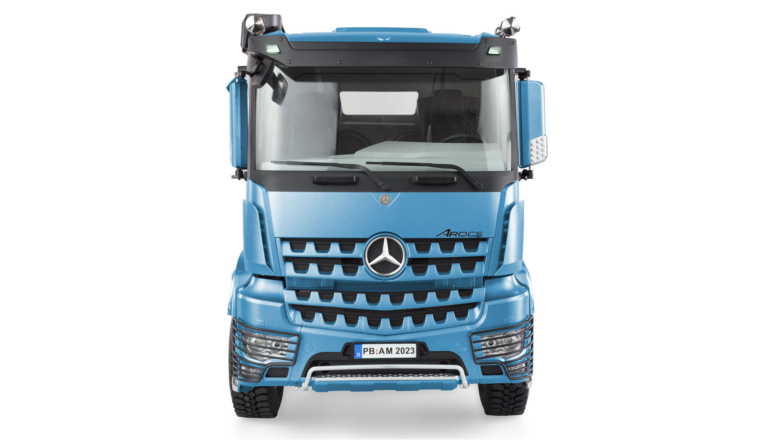 MERCEDES-BENZ AROCS HYDRAULICKÝ SKLÁPĚČ PRO 4X4 1:14 RTR SVĚTLE MODRÝ