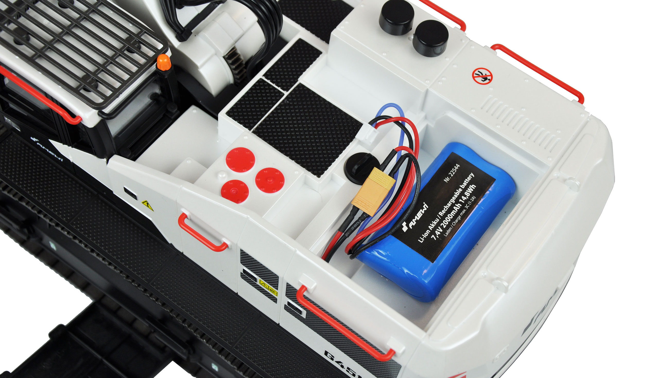 RC pásový polokovový bagr G451E 1:14 bílý 2x drapák, kladivo