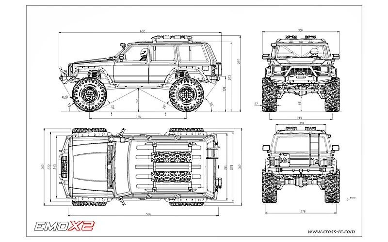 CROSS-​RC Crawler EMO X2 2025, 4x4, 1:8, RTR, střídavý pohon, tmavě modrá