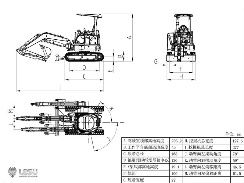 RC Lesu Racing PC30 RC hydraulický mini bagr 1:14