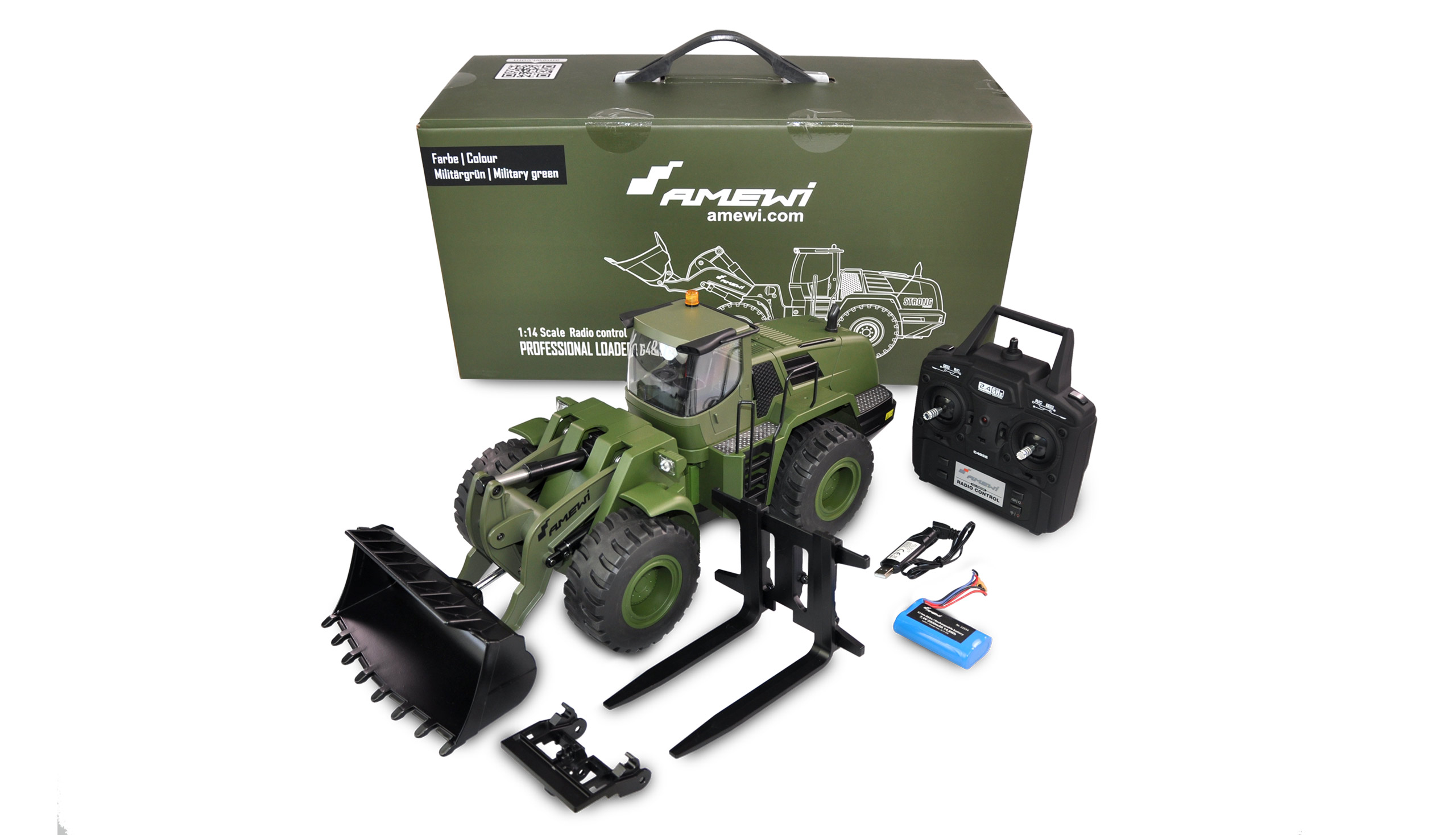 KOLOVÝ NAKLADAČ G485E ME MILITARY 1:14, ČÁSTEČNÝ KOV, 10 KANÁLŮ, RTR