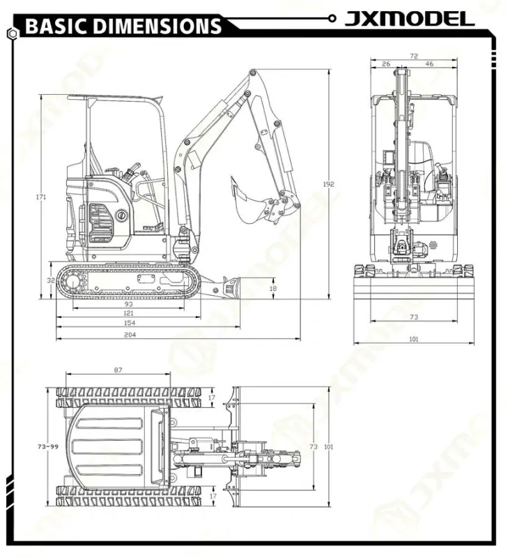 Minibagr JX hydraulický model E20 RTR