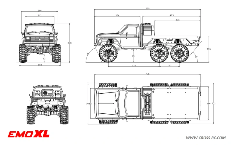 CROSS-​RC EMO XL, 6x6, 1:8, RTR, žlutá