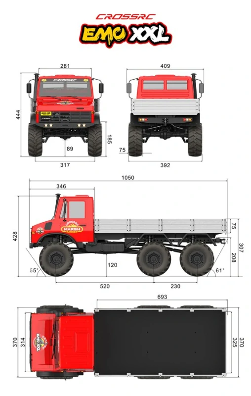 CROSS-RC Crawler EMO XXL, 6x6, 1:6, RTR, střídavý pohon, nákladní vůz