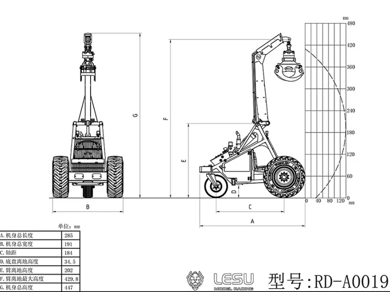 RC hydraulický nakladač dřeva LESU AOUE 225A ARTR, 1:14