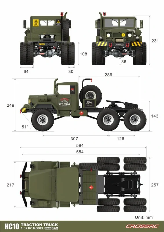 CROSS-​RC Truck HC10 6x6, 1:12, RTR