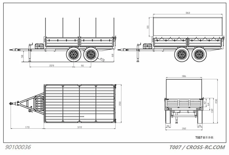 Přívěs CROSS-RC, přívěs v měřítku 1:10, T007