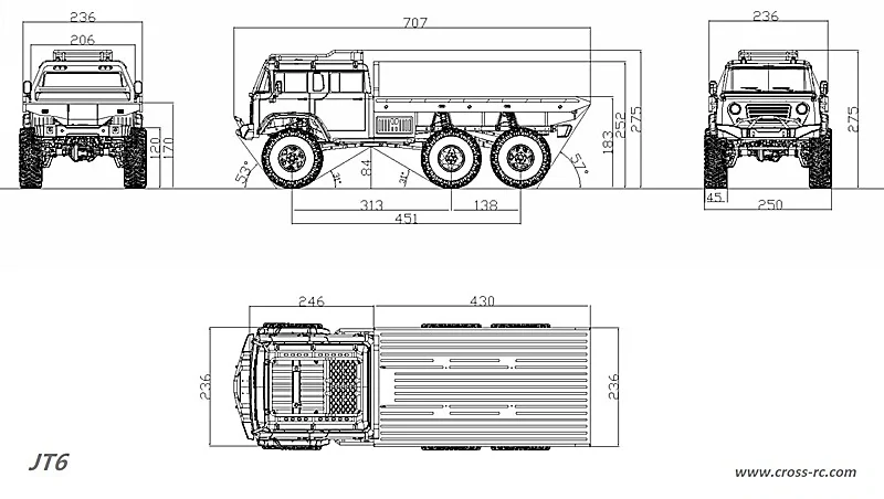 CROSS-RC Crawler EMO JT6 6x6 RTR žluto/bílý
