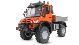 Mercedes-Benz U319 Unimog nosič nářadí 4WD 1:14 RTR oranžový